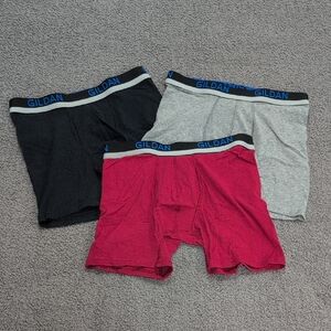 Gildan Men's Boxer Briefs 3-Pack - Black, Red, Gray